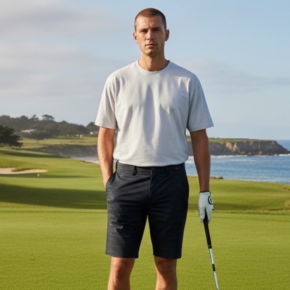 Travis Mathew Men's Striped Performance Stretch Golf Chino Shorts Black Size‎ 40